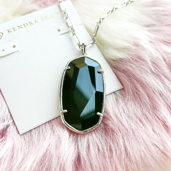 Kendra Scott Jewelry - Silver Faceted Reid Black Cat's Eye Long Necklace